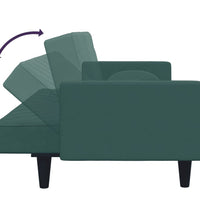 2-tlg. Sofagarnitur mit Kissen Dunkelgrün Samt