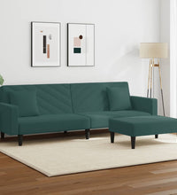 2-tlg. Sofagarnitur mit Kissen Dunkelgrün Samt