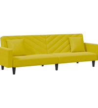2-tlg. Sofagarnitur mit Kissen Gelb Samt