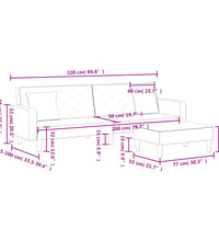 2-tlg. Sofagarnitur mit Kissen Gelb Samt
