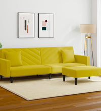 2-tlg. Sofagarnitur mit Kissen Gelb Samt