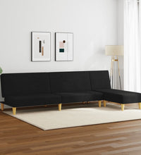 2-tlg. Sofagarnitur Schwarz Stoff