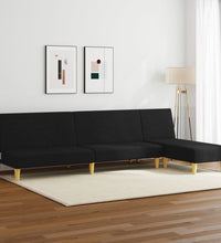 2-tlg. Sofagarnitur Schwarz Stoff