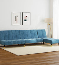 2-tlg. Sofagarnitur Blau Samt