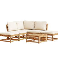 6-tlg. Garten-Lounge-Set mit Kissen Massivholz Akazie