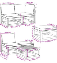 6-tlg. Garten-Lounge-Set mit Kissen Massivholz Akazie