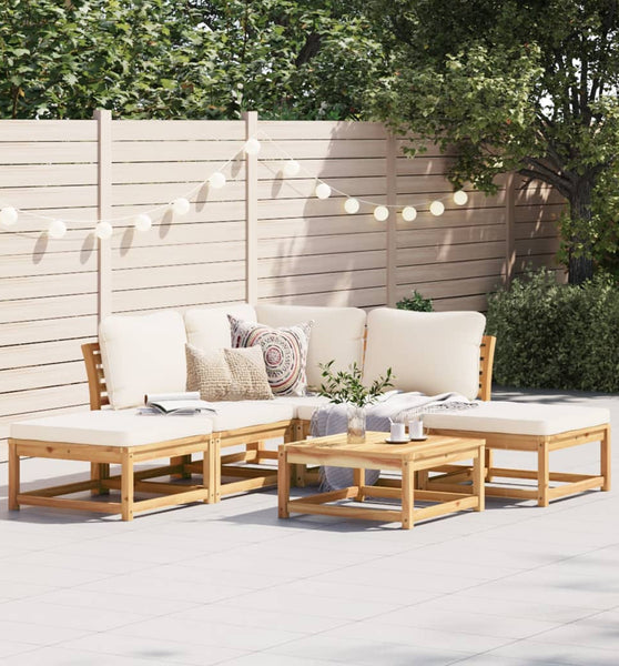 6-tlg. Garten-Lounge-Set mit Kissen Massivholz Akazie