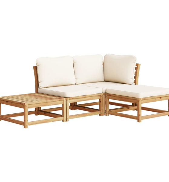 4-tlg. Garten-Lounge-Set mit Kissen Massivholz Akazie