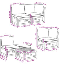 6-tlg. Garten-Lounge-Set mit Kissen Massivholz Akazie