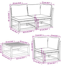 6-tlg. Garten-Lounge-Set mit Kissen Massivholz Akazie