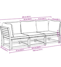 3-tlg. Garten-Lounge-Set mit Kissen Massivholz Akazie