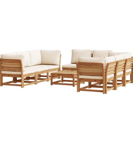 9-tlg. Garten-Lounge-Set mit Kissen Massivholz Akazie