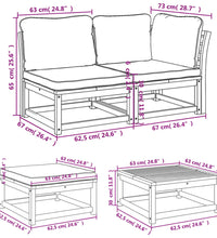 8-tlg. Garten-Lounge-Set mit Kissen Massivholz Akazie