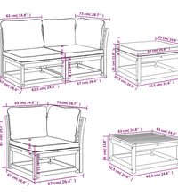 10-tlg. Garten-Lounge-Set mit Kissen Massivholz Akazie