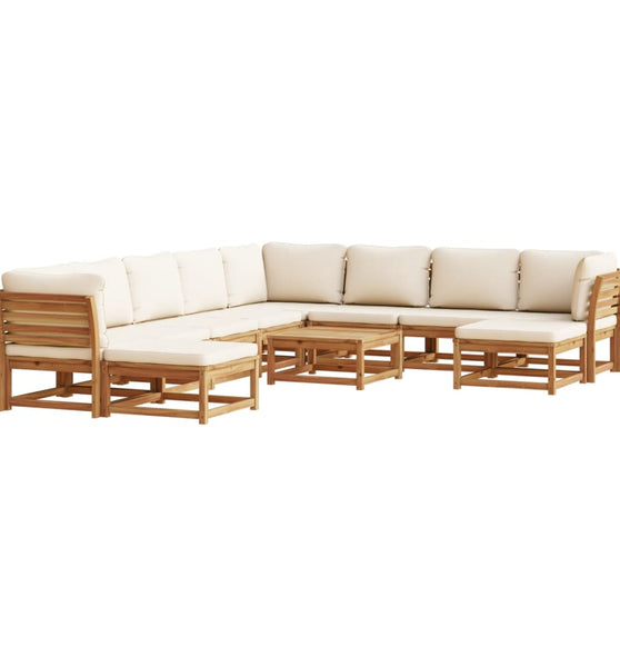 11-tlg. Garten-Lounge-Set mit Kissen Massivholz Akazie