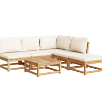 6-tlg. Garten-Lounge-Set mit Kissen Massivholz Akazie