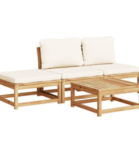 4-tlg. Garten-Lounge-Set mit Kissen Massivholz Akazie