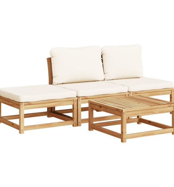 4-tlg. Garten-Lounge-Set mit Kissen Massivholz Akazie