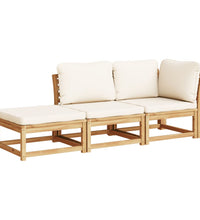 3-tlg. Garten-Lounge-Set mit Kissen Massivholz Akazie