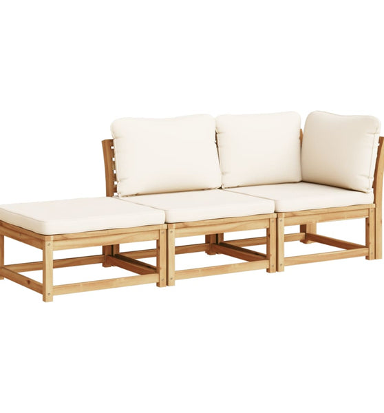 3-tlg. Garten-Lounge-Set mit Kissen Massivholz Akazie