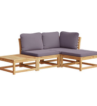 4-tlg. Garten-Lounge-Set mit Kissen Massivholz Akazie