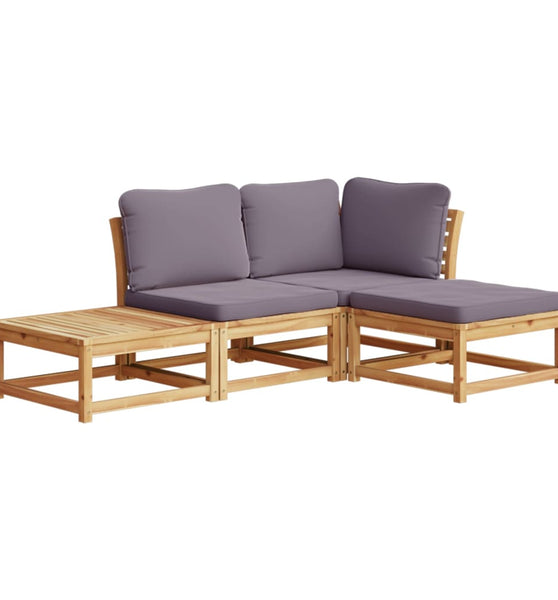 4-tlg. Garten-Lounge-Set mit Kissen Massivholz Akazie