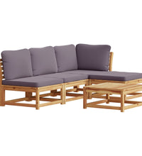 5-tlg. Garten-Lounge-Set mit Kissen Massivholz Akazie