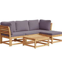 5-tlg. Garten-Lounge-Set mit Kissen Massivholz Akazie