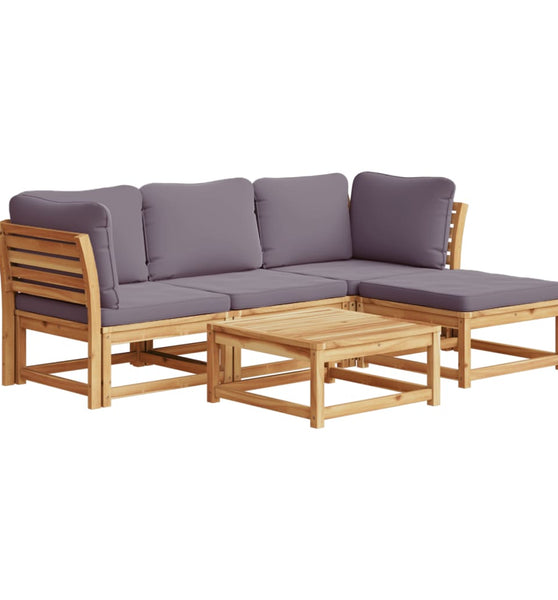 5-tlg. Garten-Lounge-Set mit Kissen Massivholz Akazie