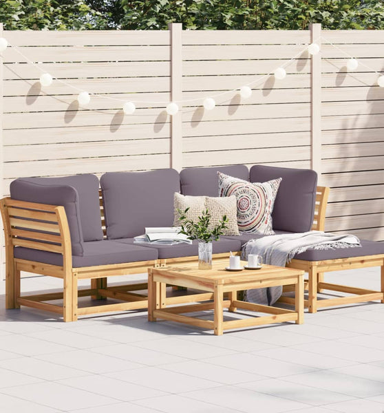 5-tlg. Garten-Lounge-Set mit Kissen Massivholz Akazie