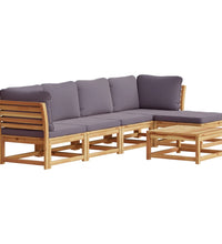 6-tlg. Garten-Lounge-Set mit Kissen Massivholz Akazie