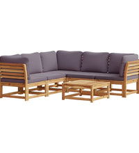 6-tlg. Garten-Lounge-Set mit Kissen Massivholz Akazie