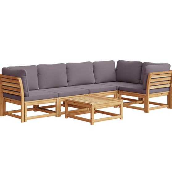 6-tlg. Garten-Lounge-Set mit Kissen Massivholz Akazie