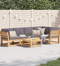 6-tlg. Garten-Lounge-Set mit Kissen Massivholz Akazie