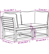 Gartensofa mit Kissen 2-Sitzer Massivholz Akazie