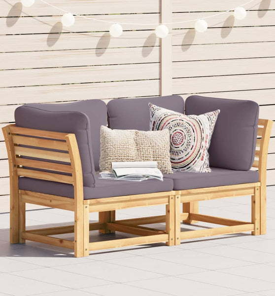 Gartensofa mit Kissen 2-Sitzer Massivholz Akazie