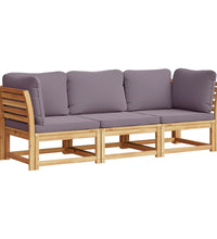 3-tlg. Garten-Lounge-Set mit Kissen Massivholz Akazie