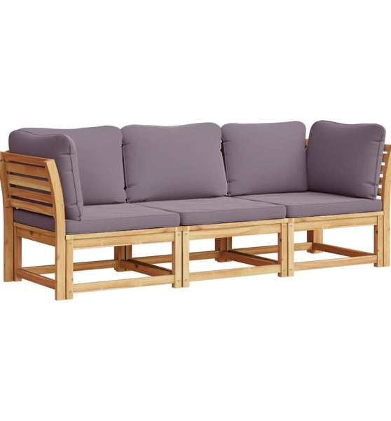 3-tlg. Garten-Lounge-Set mit Kissen Massivholz Akazie