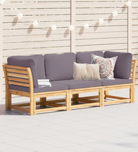 3-tlg. Garten-Lounge-Set mit Kissen Massivholz Akazie