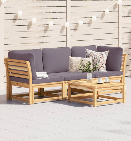 3-tlg. Garten-Lounge-Set mit Kissen Massivholz Akazie