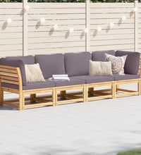 4-tlg. Garten-Lounge-Set mit Kissen Massivholz Akazie