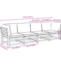 4-tlg. Garten-Lounge-Set mit Kissen Massivholz Akazie