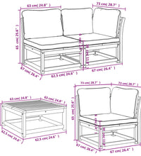 6-tlg. Garten-Lounge-Set mit Kissen Massivholz Akazie