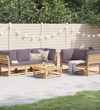 6-tlg. Garten-Lounge-Set mit Kissen Massivholz Akazie