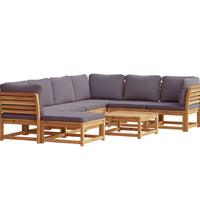 8-tlg. Garten-Lounge-Set mit Kissen Massivholz Akazie
