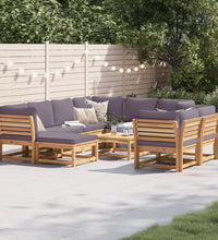 10-tlg. Garten-Lounge-Set mit Kissen Massivholz Akazie