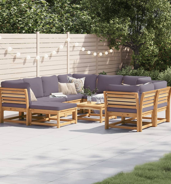 10-tlg. Garten-Lounge-Set mit Kissen Massivholz Akazie