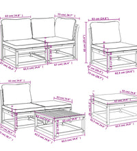 11-tlg. Garten-Lounge-Set mit Kissen Massivholz Akazie