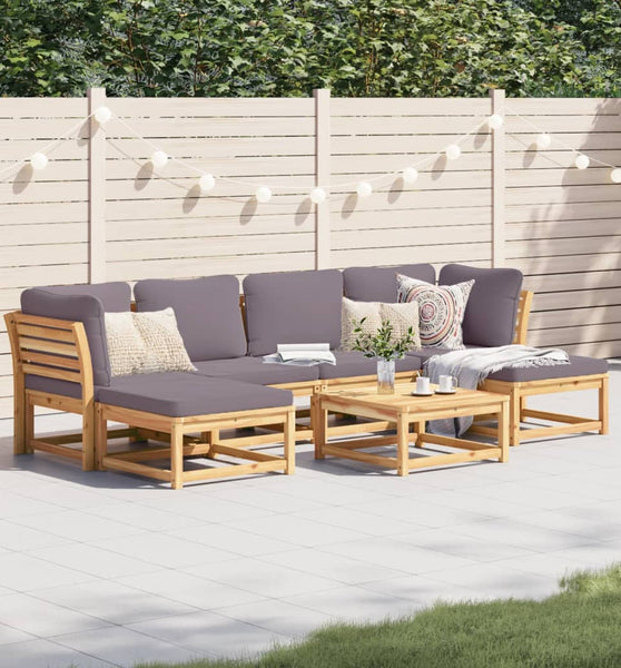 7-tlg. Garten-Lounge-Set mit Kissen Massivholz Akazie