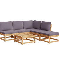 6-tlg. Garten-Lounge-Set mit Kissen Massivholz Akazie